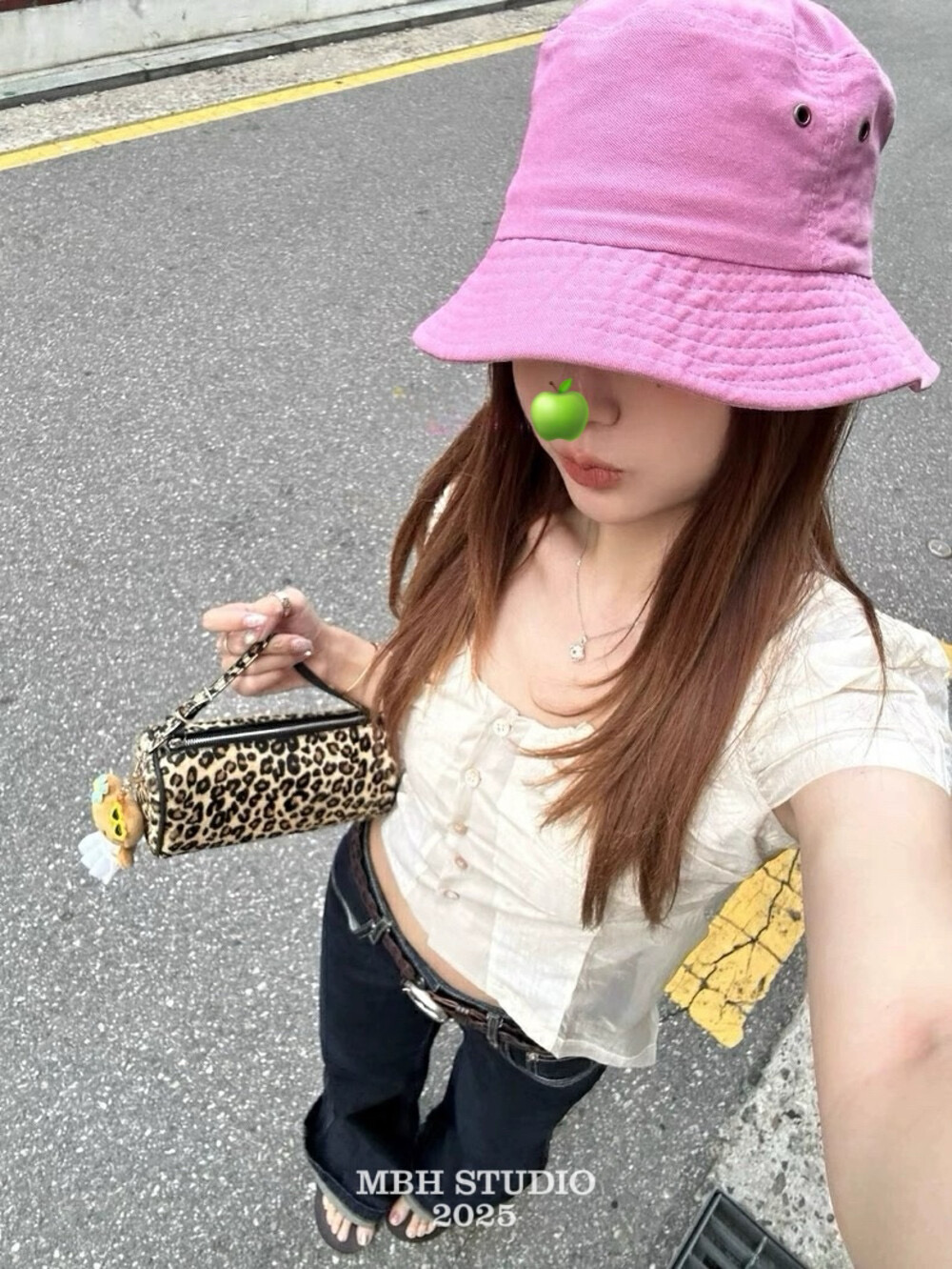 MBH Minimalist Horsehair Leopard Print Mini Bucket Bag Handbag - Image 4