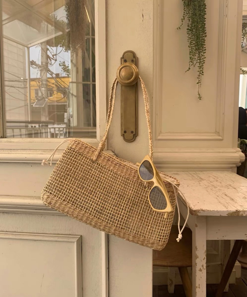 Kissradi Korean Style Vintage Woven Straw Handbag 2025 Summer Women’s Hollow Out Tote