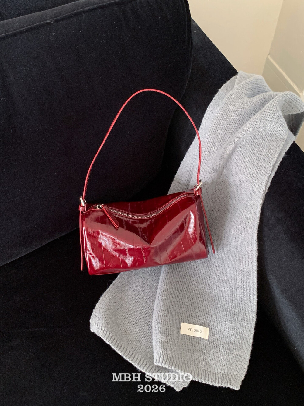 MBH Eel Grain Top Layer Oil Wax Leather Minimalist Toast Bag Premium Shoulder Bag with Strap - Image 3