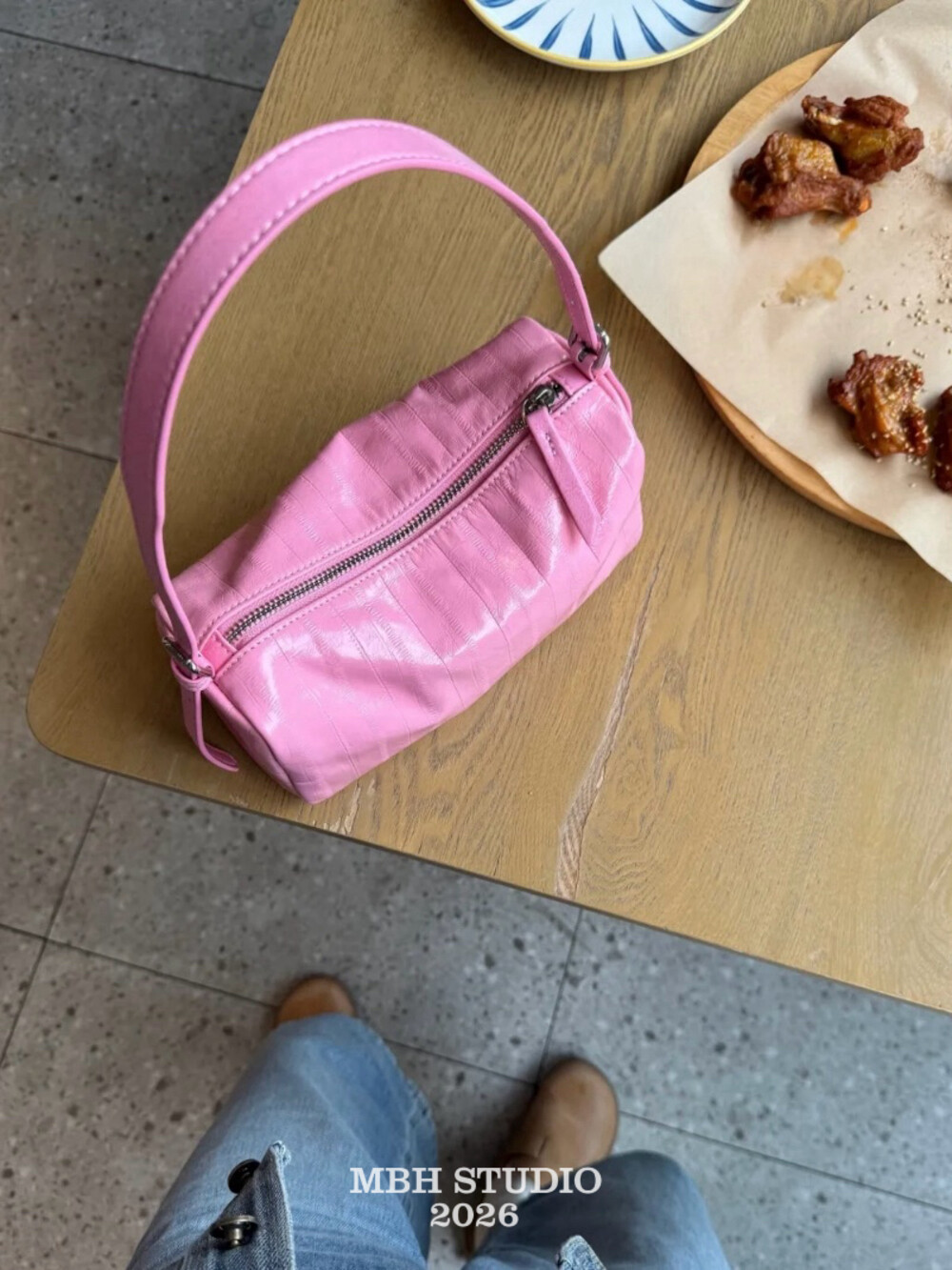 MBH Eel Grain Top Layer Oil Wax Leather Minimalist Toast Bag Premium Shoulder Bag with Strap - Image 2