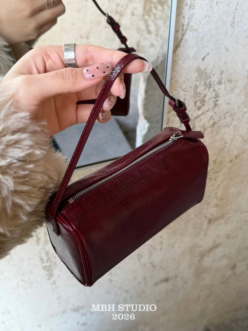 2026 New Top-Grain Leather Lizard-Texture Pencil Case Bag Elegant Crossbody Handbag with Shoulder Strap - Image 3