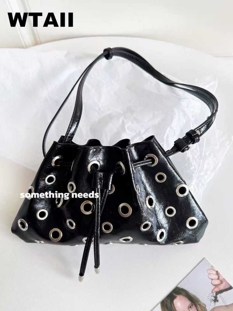 NO MORE Women's Edgy Cutout One-Shoulder Tote Bag with Studs
